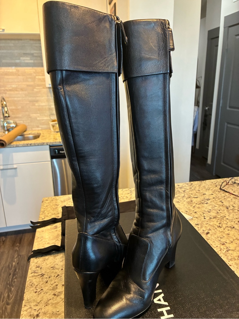 Chanel High Boots With Fold Over At The Top - Picture 8 of 11